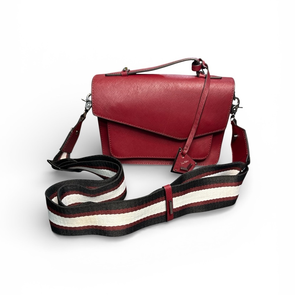 Botkier Burgundy Crossbody Bag with Striped Strap